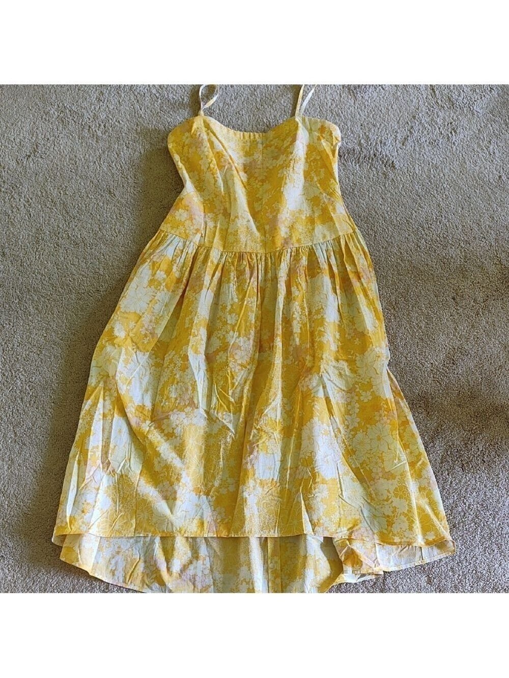 Ann Taylor Factory Yellow Floral Sundress with Spaghetti Straps